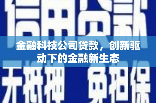 孟津金融科技公司贷款，创新驱动下的金融新生态