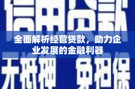 孟津全面解析经营贷款，助力企业发展的金融利器