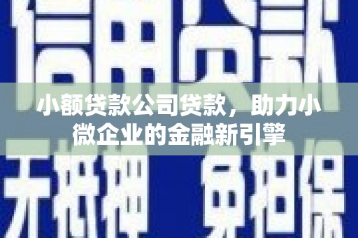 孟津小额贷款公司贷款，助力小微企业的金融新引擎