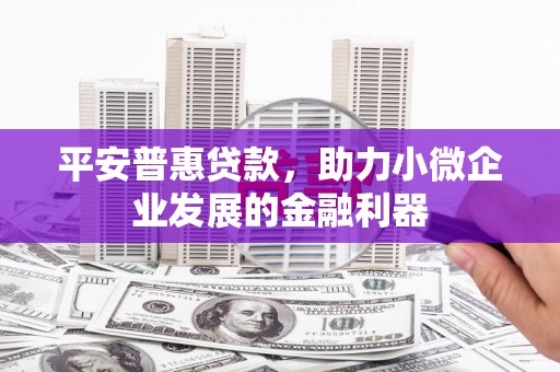 孟津平安普惠贷款，助力小微企业发展的金融利器