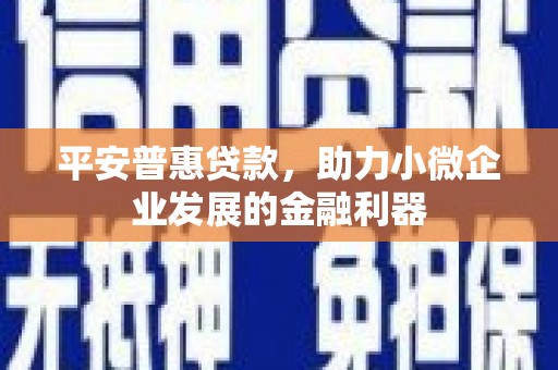 孟津平安普惠贷款，助力小微企业发展的金融利器