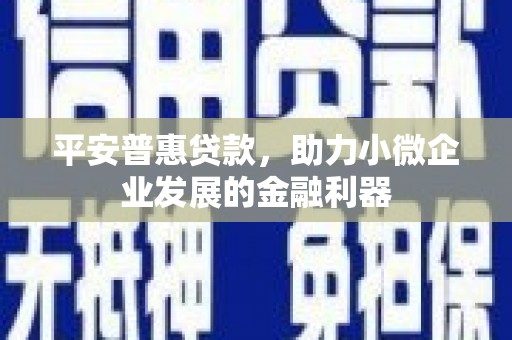 孟津平安普惠贷款，助力小微企业发展的金融利器