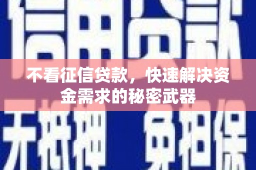 孟津不看征信贷款，快速解决资金需求的秘密武器