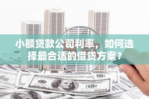 孟津小额贷款公司利率，如何选择最合适的借贷方案？