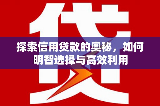 孟津探索信用贷款的奥秘，如何明智选择与高效利用
