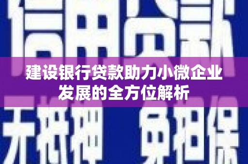 孟津建设银行贷款助力小微企业发展的全方位解析